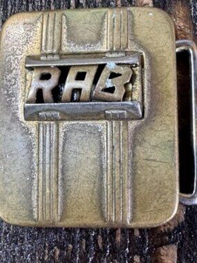 Vintage Swank Deluxe Plate Belt Buckle Made In USA Letter Initials RAB bronze